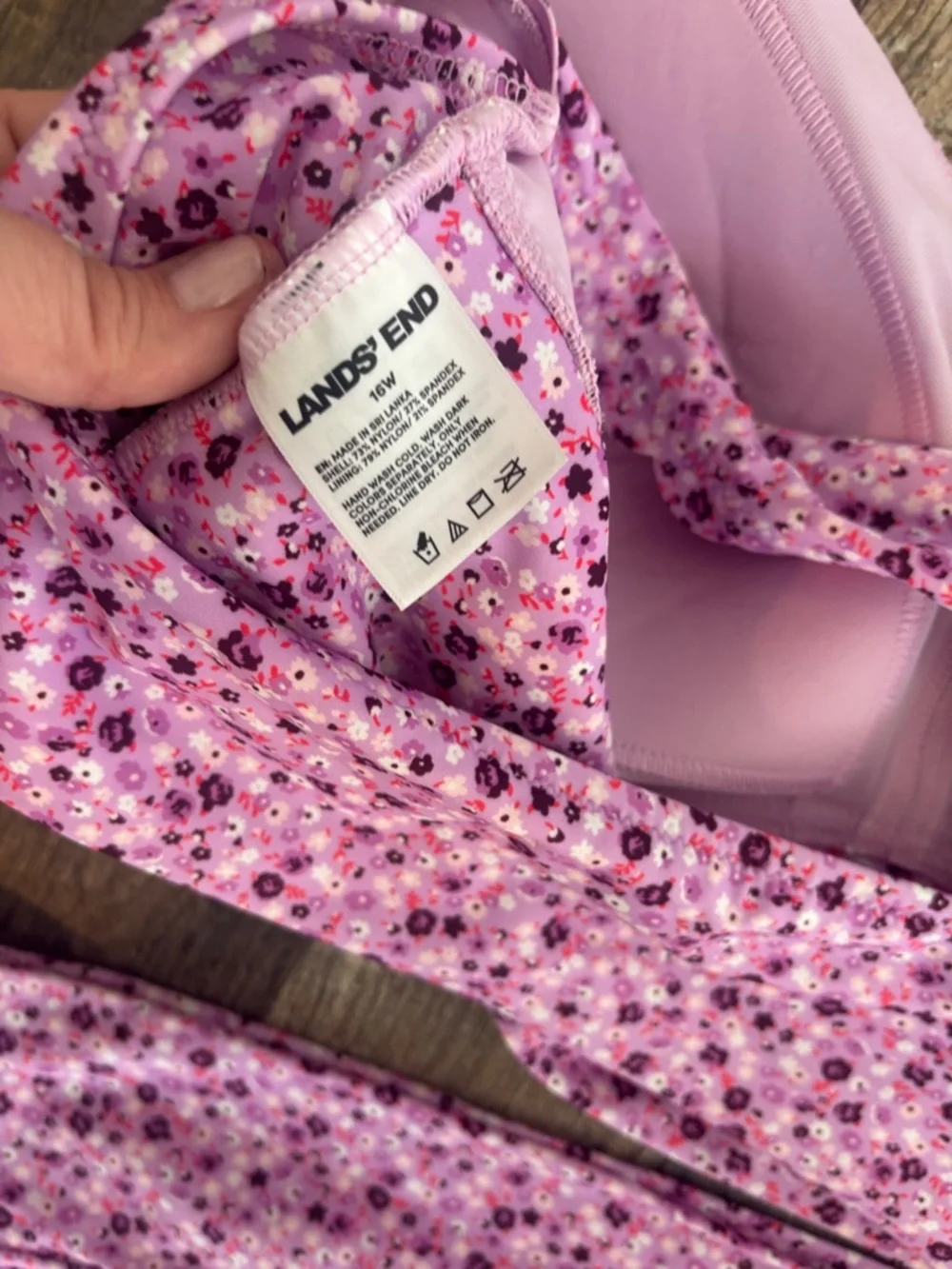 Lands' End Pink Floral Tankini with High Waist Bottoms - Picture 3 of 4